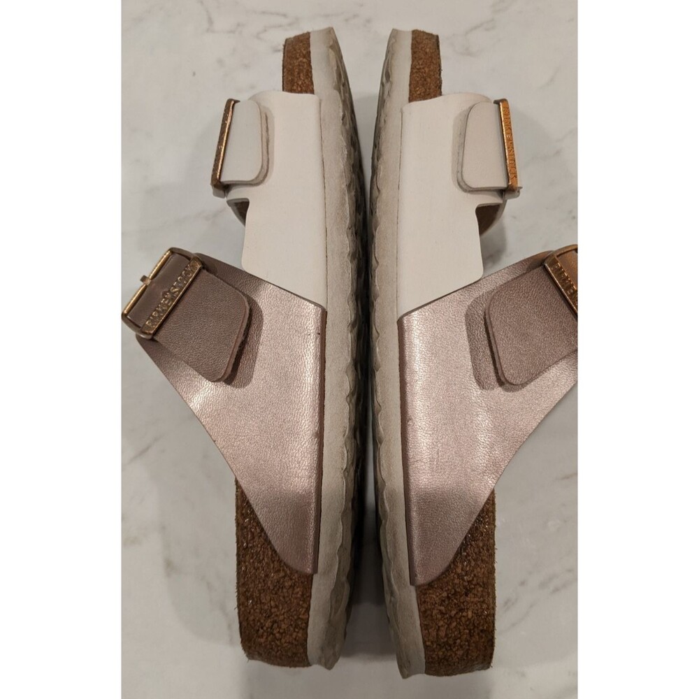 BIRKENSTOCK Arizona Split Birko-Flor Eggshell/Copper 2- Strap Sandal 41/10-10.5 - Picture 13 of 13